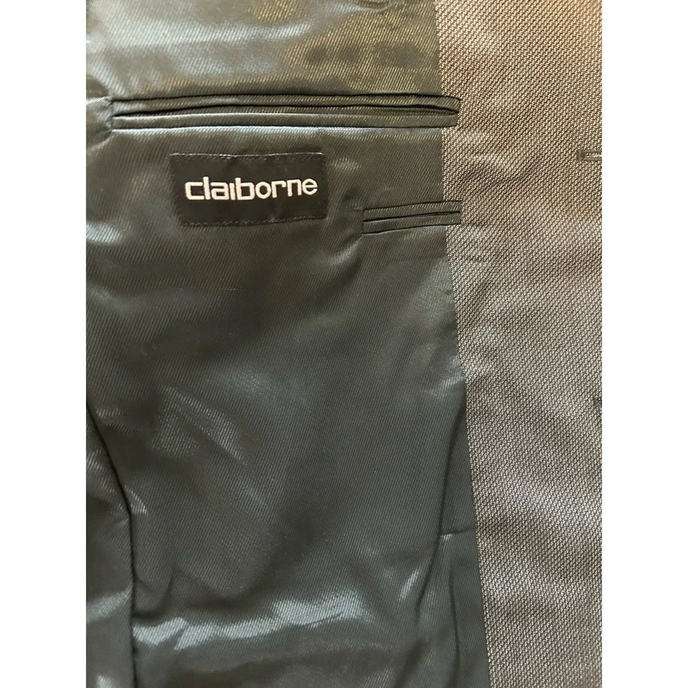 Claiborne Men's Sport Coat Size 42R Gray with White Threading Blazer Jacket